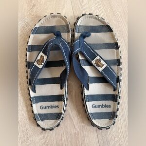 Gumbies Islander Flip-Flops Sandals Navy White Striped